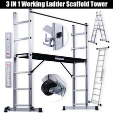 3in1 Working Scaffold Tower Aluminium Step Ladder Platform Indoor Outdoor Use UK