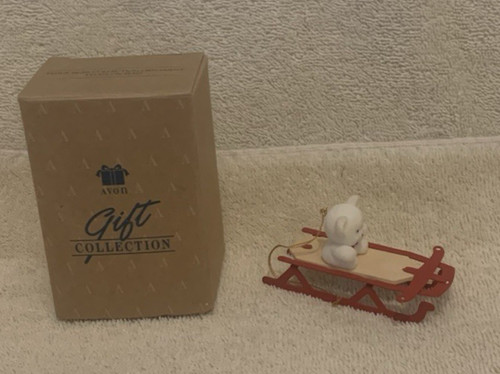 Avon teddy bear sled - teddy, on