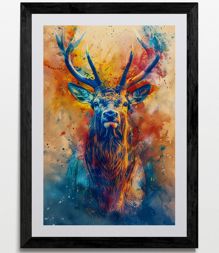 Stag deer framed - stag, canvas