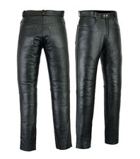 Mens  Motorcycle Leather Jeans Pants trousers premium quality Cow Plain Leather