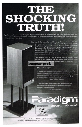 1991 paradigm speakers fi - speakers, hi-fi