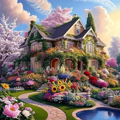 House diamond painting kit - 5d,