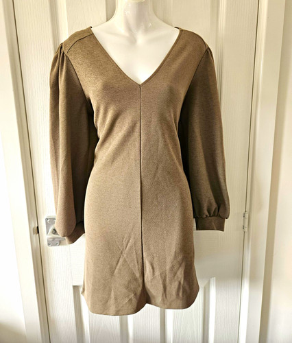 Zara taupe shift dress neck - shift,
