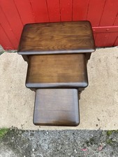 Vintage PRIORY Dark Oak Nest of 3 Tables