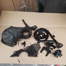 Cracked Ford 105E Pre Crossflow Anglia Front Rear Timing Cover, Front dipstick 