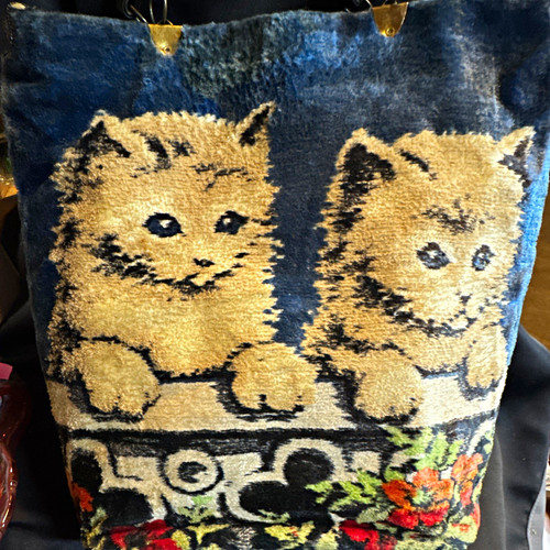 Vintage cat carpet bag purse - vintage,