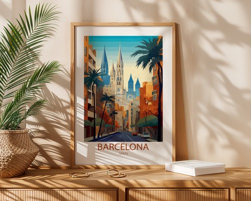 Barcelona spain travel print - travel,
