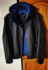 Superdry Windtrekker Mens Medium Jacket Coat Very Dark Grey & Blue Excellent 