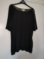 Black Tshirt From Tk Maxx UK S/M Leopard Print Diamanté Detail