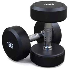 15KG Dumbbells Pair Rubber Round Shape Lifting Hand Weights Home Gym Dumbbell