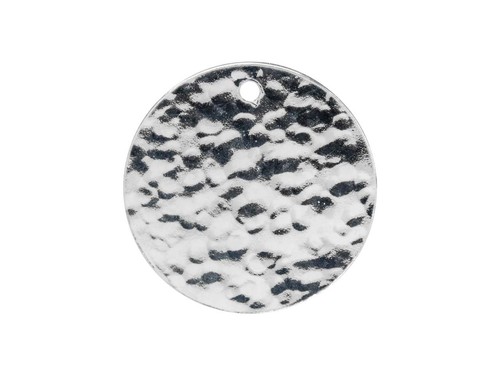 Sterling silver round hammered - silver,