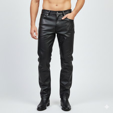 Mens Real Leather Biker Pants