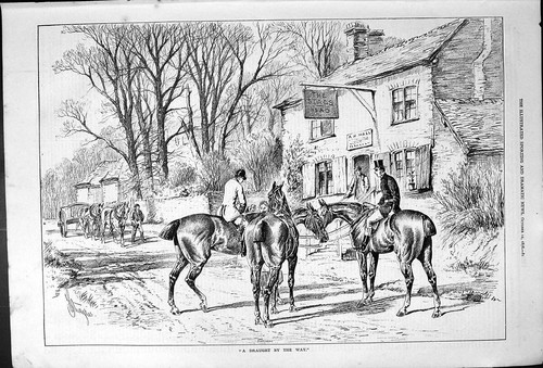 Original old antique print - old,