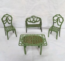 Vintage SIMON & RIVOLLET France soft metal Dolls house patio furniture 4x pieces
