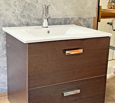 ROCA Bathroom Wall Hung Vanity Unit 2 draw dark wood   60 cm