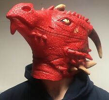 BRIGHT Red Dragon Mask Role Play Cosplay Latex Fancy Dress Halloween Fantasy