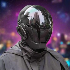 Futuristic Cyberpunk Sci-Fi Helmet Full Face Mask for Cosplay & Halloween