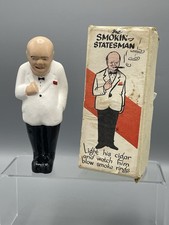Winston Churchill the Smoking Statesman 7" Chalk Ware Plaster Figure WWII Era