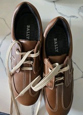 BALLY Ladies Golf Lace-up Leather Brown Classic Shoes US size 7