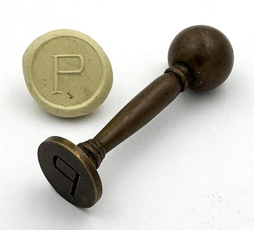 Antique brass initial - antique,