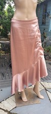 Bar111 Pink satin Midiskirt size 2 (UK10) Ruched Side Asymmetric Flippy Designer