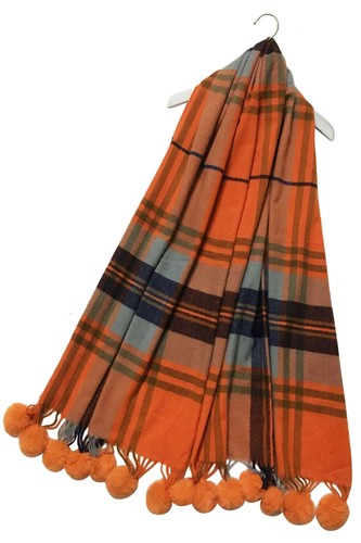 Tartan check wool pom - pom,