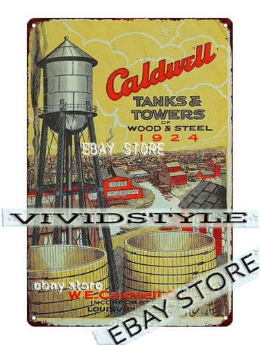Tin sign 1924 caldwell - tin,