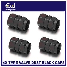 4X TYRE VALVE DUST  BLACK CAPS