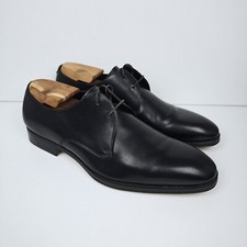 Salvatore Ferragamo UK 8EE Black Derby Shoes Men's Leather Narrow Loriano Dress