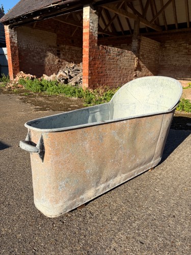 Antique large galvanised bath - antique,