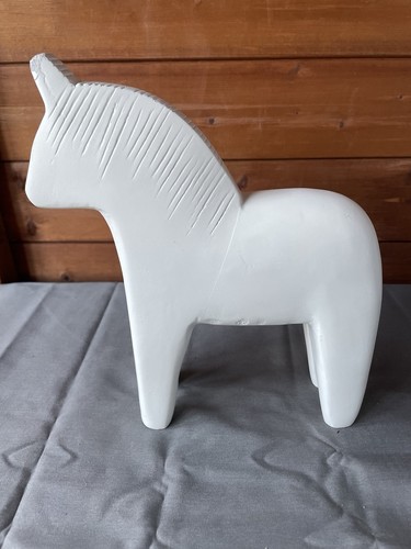 Wooden white horse - horse, statue