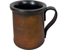 Vintage Tankard Leather Wrapped Ceramic Mug England 12cm Collectable