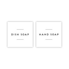 Set of 2 Labels - Dish Soap & Hand Soap Waterproof Vinyl Labels Pantry Stickers