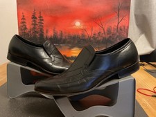 Barker Mens Black Leather Slip-On Loafers Shoes UK12 smart casualMade In England