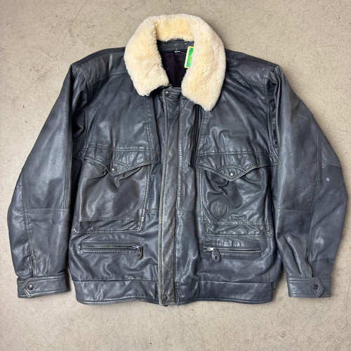 Aviator leather jacket - (xxl),