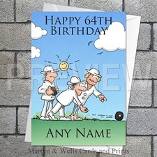 Bowls birthday card. 5x7 inches. Sport. Green Bowls. Personalised plus envelope.