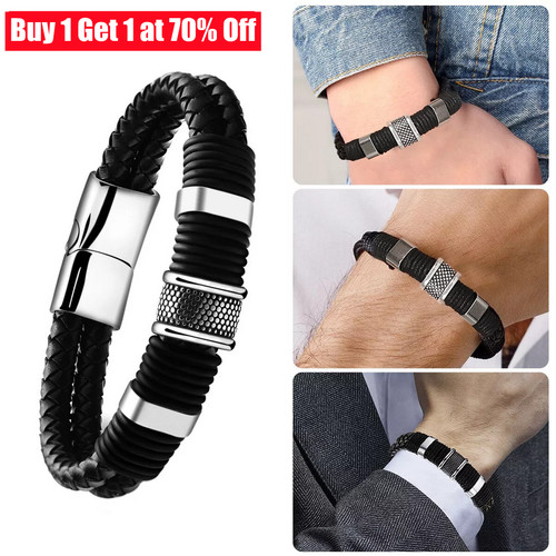Men stainless steel leather - stainless,
