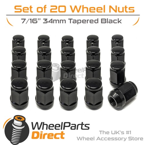 Black wheel nuts - black, (20)