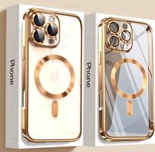 Case For iphone 16 Pro Max,17Pro Max, 15 Clear Plating Magsafe Transparent Soft