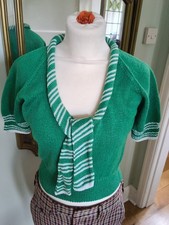 Green and White Knitted Top