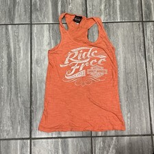 Women’s Vintage Orange/Peach Harley Davidson tank top Vest Medium