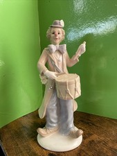 The Leonardo Collection Blue Clown with Drums 10inch Porcelain Figurine