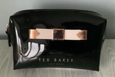 TED BAKER Black Make Up Bag Small Never Used Pink Bow Free P&P
