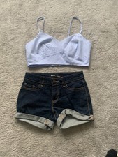 urban outfitters dark denim shortie short waist 25 new
