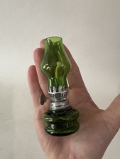 Green Glass and Brass Oil Mini