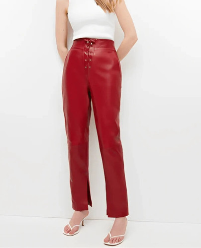 Womens red leather pant - womens,