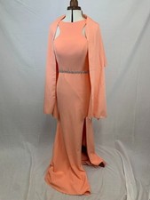 Forever Unique Peach Backless Prom Dress and Shawl / Scarf - Size UK 10