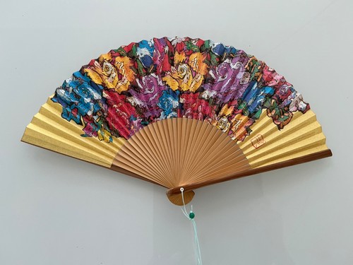 Japanese folding fan - , flowers