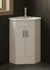 400mm Cloakroom Vanity Unit with Bowl For Corners, Floor Standing – White