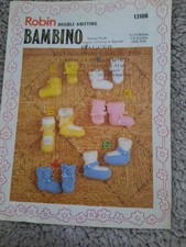 ROBIN BABY BOOTEES VINTAGE KNITTING  PATTERN   1 TO 6 MONTHS  